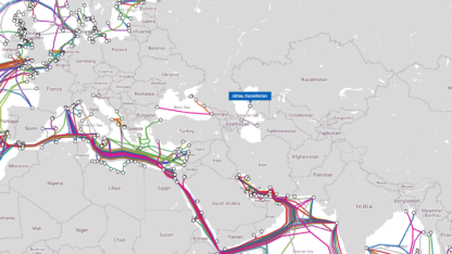 How do landlocked countries get access to the internet?